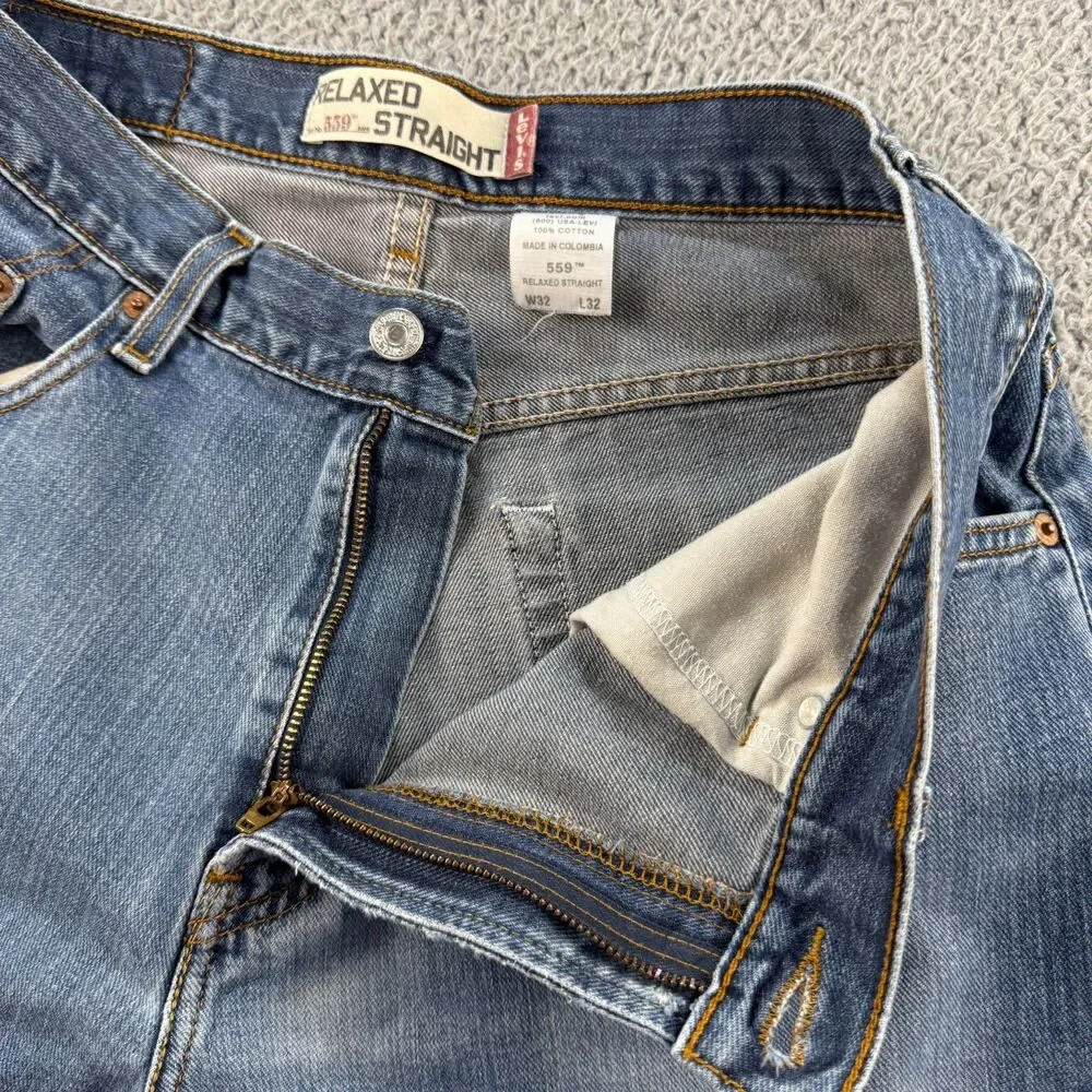 Levis 559 Relaxed Fit Straight Leg Jeans Mens 32x31 (Tag 32x32) Distressed Y2K